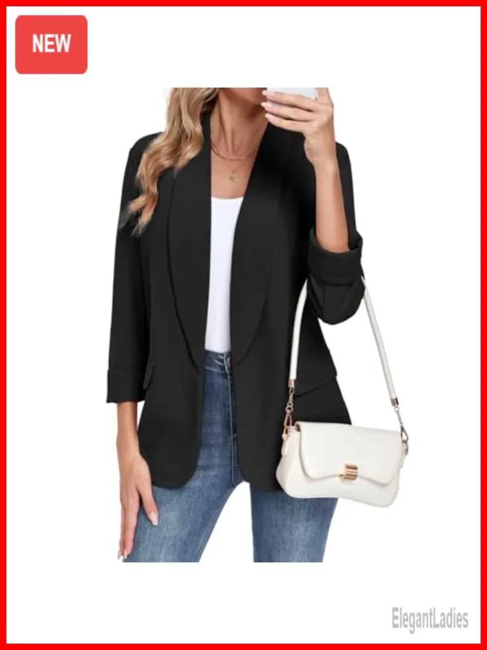 Women's Blazer Open Front Long Sleeve Office Suit Jacket